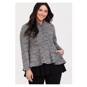 Torrid Black&White Chevron Peplum Jacket Sz.4